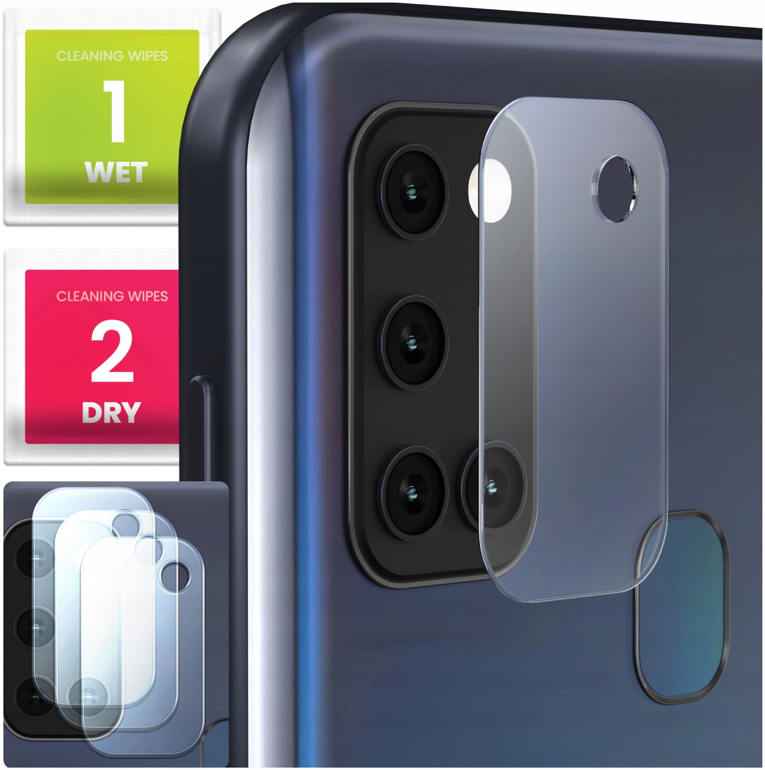 3-PAK Szkło Na Aparat Do Samsung Galaxy A21s Hartowane, Na Obiektyw, 9H