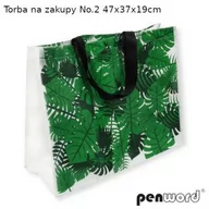 Torebki damskie - Torba Na Zakupy Biało Zielona 47x37x19cm Penword - miniaturka - grafika 1