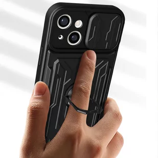 Etui pancerne Alogy Camshield Stand Ring Wallet z osłonką na aparat i miejscem na karty do Apple iPhone 14 czarne - Etui i futerały do telefonów - miniaturka - grafika 3