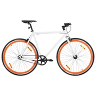 Rowery - vidaXL Rower single speed, biało-pomarańczowy, 700c, 51 cm - miniaturka - grafika 1