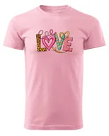 Koszulki i topy damskie - Koszulka na Walentynki Kolorowa Miłość Różowy M - miniaturka - grafika 1