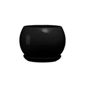 Donice - Doniczka ceramiczna z podstawką kula 17 x 21 cm czarny połysk symbol 630 - miniaturka - grafika 1