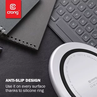 Crong PowerSpot Fast Wireless Charger – Bezprzewodowa ładowarka Qi 15W USB-C (Shadow Black) - Ładowarki do telefonów - miniaturka - grafika 2