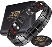 Bransolety męskie - CZARNA ZDROWOTNA BRANSOLETA BRANSOLETKA MĘSKA MAGNETYCZNA MOCNA ORYGINAŁ - miniaturka - grafika 1