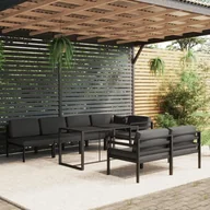 Meble ogrodowe - 8-cz. zestaw mebli ogrodowych, poduszki, aluminium, antracyt - miniaturka - grafika 1