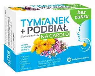 Tymianek + Podbiał, pastylki z witaminą C bez cukru, 16 sztuk - Przeziębienie i grypa - miniaturka - grafika 1
