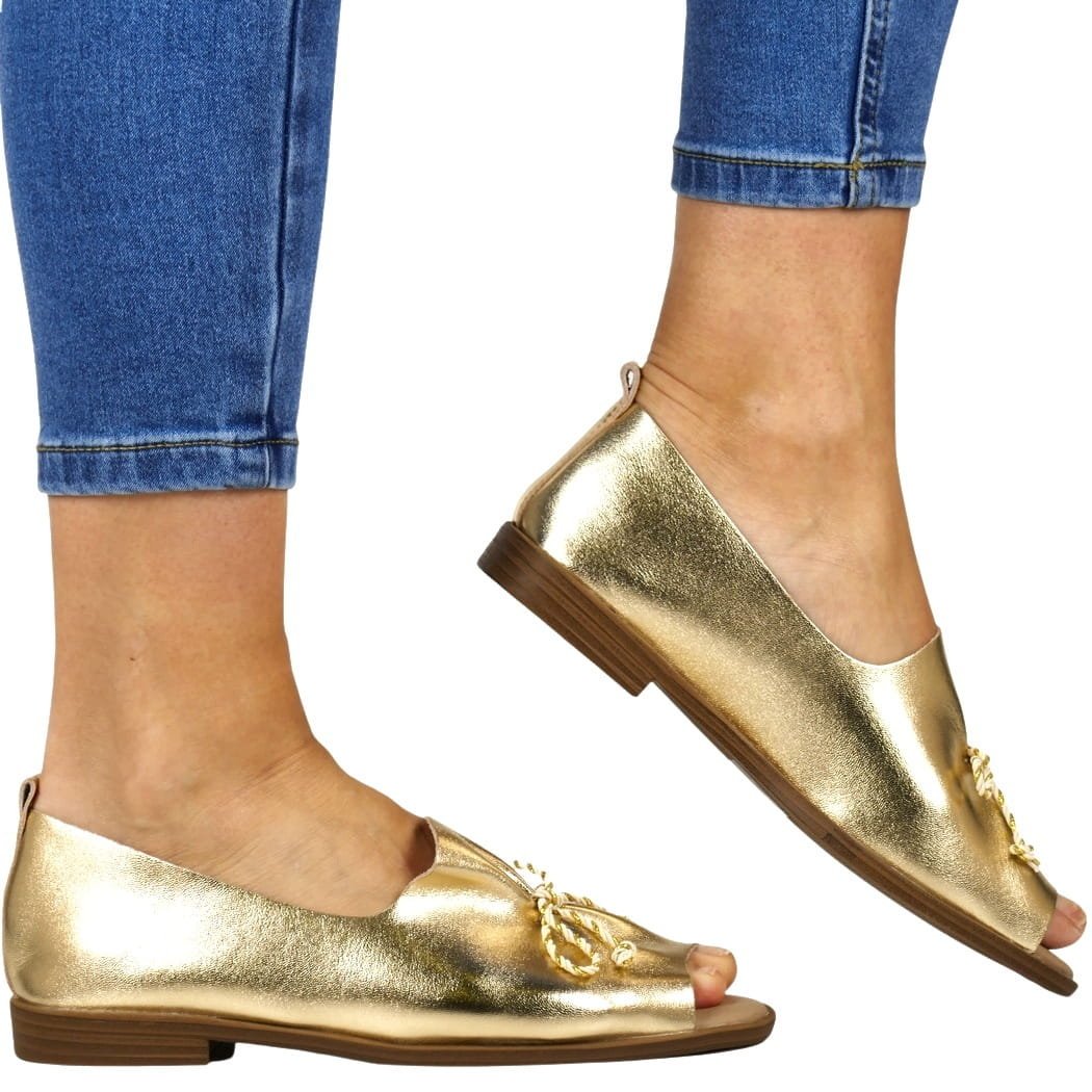 PÓŁBUTY Z ODKRYTYMI PALCAMI SEASTAR 556 ZŁOTE, 39, 25,5cm