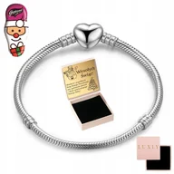 Bransoletki - BRANSOLETKA DAMSKA SREBRNA 925 DO CHARMS MODUŁOWA SERCE Z GRAWEREM - miniaturka - grafika 1