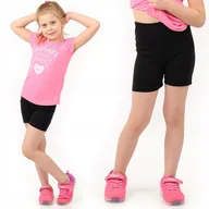 Legginsy - Krótkie spodenki na WF Legginsy 1/2 Kolarki Dziecięce Getry Czarne 146 - miniaturka - grafika 1