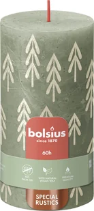 Świeca pieńkowa Rustic świąteczna oliwka wys. 13 cm Bolsius - Świece - miniaturka - grafika 1