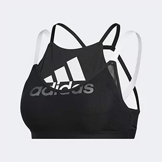 Biustonosze - Adidas Biustonosz sportowy damski z siateczką czarny czarny/biały xxs FJ7278 - grafika 1