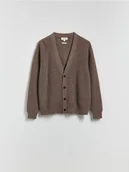 Swetry damskie - Reserved - Kardigan z wełną - brązowy - miniaturka - grafika 1