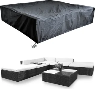 Mucola pokrowiec ochronny na meble ogrodowe plandeka zestaw kanapa sofa stół odporny na warunki atmosferyczne czarny - grupa siedzeń 240x240x52 - Pokrowce na meble ogrodowe - miniaturka - grafika 1