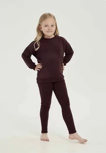 Komplet dziewczęcy bluza i legginsy brązowy Taro - Legginsy - miniaturka - grafika 1