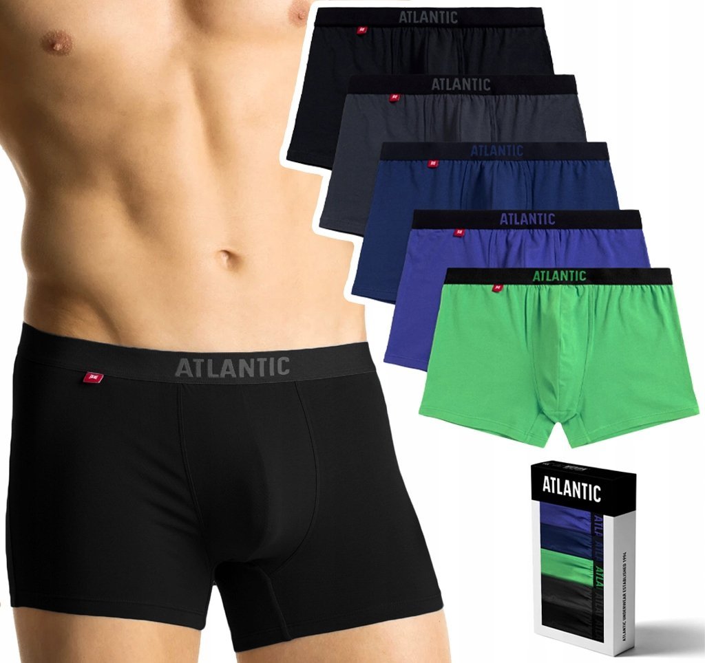 Bokserki męskie 5 PAR sportowe bawełniane ATLANTIC 5SMH-004 - XXL