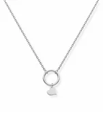 Naszyjniki - Naszyjnik srebrny kółko z wiszącym sercem - miniaturka - grafika 1