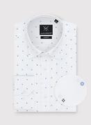 Koszule męskie - Męska biała koszula w mikrowzór - miniaturka - grafika 1