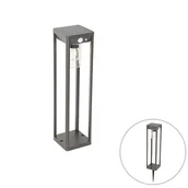 Lampy ogrodowe - QAZQA Słupek zewnętrzny ciemnoszary 40 cm z diodami LED i energią słoneczną - Sonne - miniaturka - grafika 1