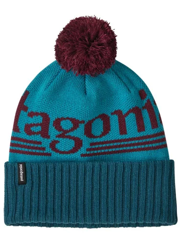 Czapka z pomponem Patagonia Powder Town Beanie - hut tripper logo / mako blue