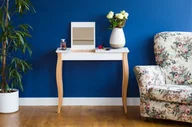 Toaletki - Toaletka LILLO z Lusterkiem - 105x35cm Białe Nogi / Petrol Blue - miniaturka - grafika 1
