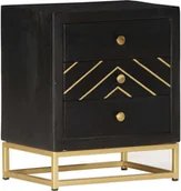 Szafki nocne - vidaXL Stolik nocny czarno-złoty 40 x 30 x 50 cm lite drewno mango - Stolik nocny - Szafki nocne - Komoda nocna - Szafki nocne - miniaturka - grafika 1