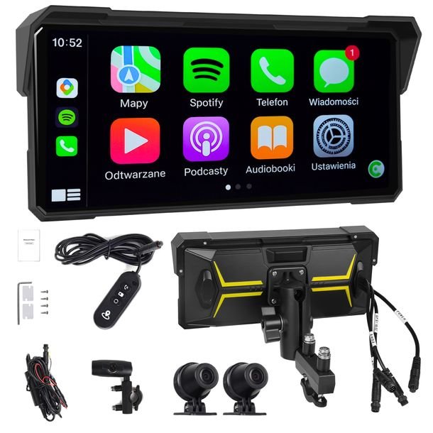 Stacja Motocyklowa Monitor Android Auto Apple Carplay 2 Kamery Dvr Pilot Bt