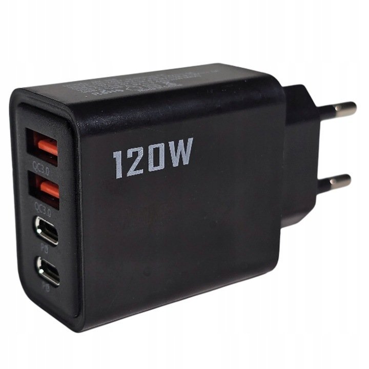 ŁADOWARKA USB 120W 2x USB + 2x C, QUICK CHARGE, SUPER SZYBKIE ŁADOWANIE