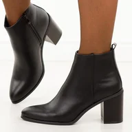 Botki damskie - Czarne skórzane botki damskie na słupku Sergio Leone Bt25380-S - miniaturka - grafika 1