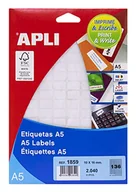 Etykiety do drukarek - Apli Labels A5 Print & Write 10 x 16 mm białe 2312pieza (S) – etykiety samoprzylepne (białe, A5, 16 mm, 10 mm, 190 x 125 x 6 mm, 2312 sztuk (S)) - miniaturka - grafika 1