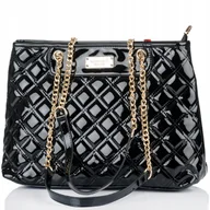 Torebki damskie - TOREBKA Damska MONNARI Torba SHOPPER BAG PIKOWANA Lakierowana Na Łańcuszku - miniaturka - grafika 1