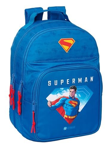 Safta SUPERMAN Plecak szkolny dla dzieci, idealny dla dzieci w różnym wieku, wygodny i wszechstronny, jakość i wytrzymałość, 32 x 15 x 42 cm, Niebieski, M, Casual