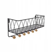 Wieszaki i stojaki - Wieszak ścienny na ubrania z koszykiem Wuo 2 Czarny - miniaturka - grafika 1