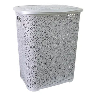 Plastikowy kosz na pranie MONAKO 57x45x38cm metaliczny szary - Kosze na bieliznę - miniaturka - grafika 1