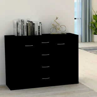 vidaXL Szafka, czarna, 88 x 30 x 75 cm, płyta wiórowa vidaXL - Szafki do salonu - miniaturka - grafika 7