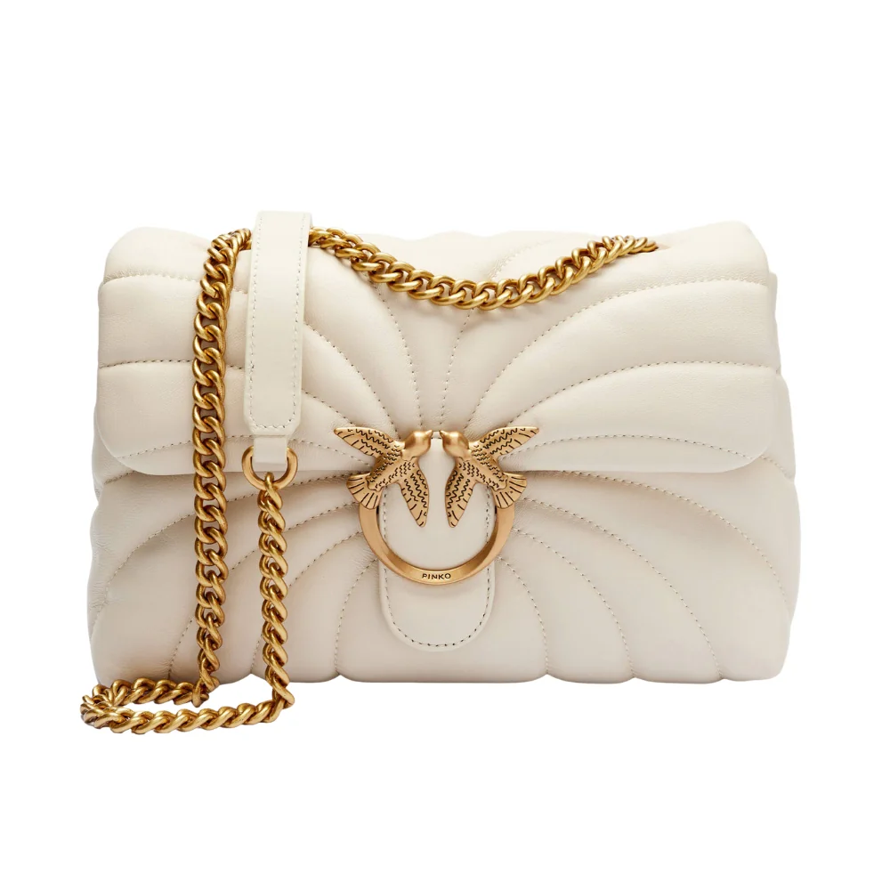 PINKO Biała listnoszka damska pikowana Love Puff Classic CL Butterfly