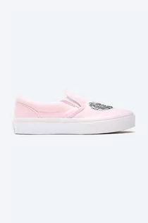 Buty dla dziewczynek - Vans tenisówki dziecięce Sequin Patch Classic Slip-On kolor różowy - grafika 1