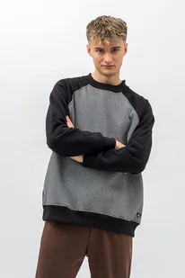 Bluza raglan basic ciepła ,,VOLKAN czarna/w paski czarno -białe - Bluzy męskie Bluza raglan basic ciepła ,,VOLKAN czarna/w paski czarno -białe - Bluzy męskie - miniaturka - grafika 1