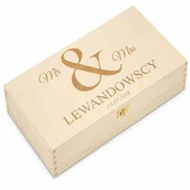 Zestawy do wina - Skrzynka jasna XL na wino z grawerem dla pary na ślub rocznice - miniaturka - grafika 1