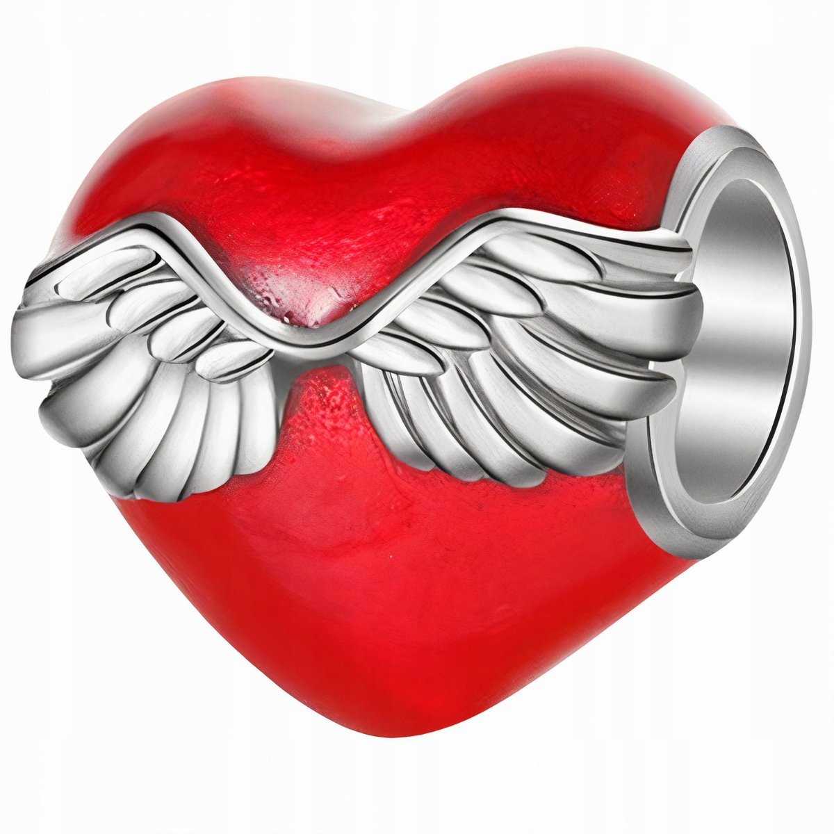 Charms Czerwone Serce Skrzydła srebro 925