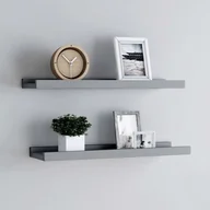 Półki do salonu - vidaXL vidaXL Półki ścienne na zdjęcia, 2 szt., szare, 60x9x3 cm, MDF - miniaturka - grafika 1