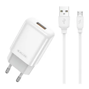 Ładowarka Sieciowa 2.4A USB + Kabel USB - Micro USB Jellico EU01 białe - Ładowarki do telefonów - miniaturka - grafika 1