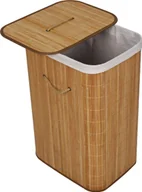 Kosze na bieliznę - Wiltec pojemnik na pranie 72L naturalny kosz na pranie z pokrywą bambusowy składany pojemnik na pranie z uchwytami do przenoszenia do sortowania brudnej bielizny - miniaturka - grafika 1