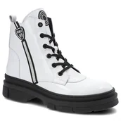 Botki damskie - Białe Botki Nessi Damskie Modne Buty Jesienne - miniaturka - grafika 1