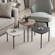 Ławy i stoliki kawowe - Stolik kawowy Glamsbjerg stolik boczny zestaw 3 stolików do salonu stolik okrągły dąb antracyt biały stolik sofa - miniaturka - grafika 1