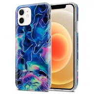 Etui i futerały do telefonów - Pokrowiec Etui Do Apple iPhone 12 / 12 PRO w Niebiesko Różowy Marmur No. 17 Obudowa Case Cover Silikon Plecki Cadorabo - miniaturka - grafika 1