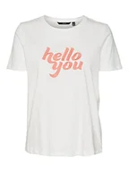 Koszulki i topy damskie - VERO MODA Vmrojaolly Ss Top Box JRS T-Shirt damski, Snow White/Print: hello You, XS - miniaturka - grafika 1