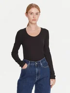 Bluzki damskie - Calvin Klein Bluzka LV044D235G Czarny Slim Fit - miniaturka - grafika 1
