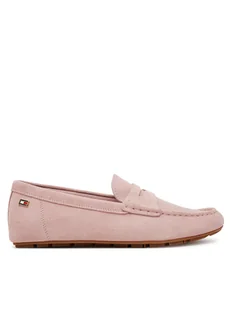 Tommy Hilfiger Mokasyny Flag Soft Suede Driver Loafer FW0FW08558 Różowy - Mokasyny damskie - miniaturka - grafika 1