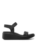 Sandały damskie - ECCO Sandały Flowt Wedge Lx W 27330351052 Czarny - miniaturka - grafika 1