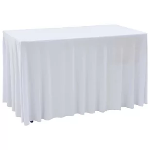 vidaXL Elastyczne obrusy z falbaną, 2 szt., 183 x 76 x 74 cm, białe - Obrusy i serwetki - miniaturka - grafika 1